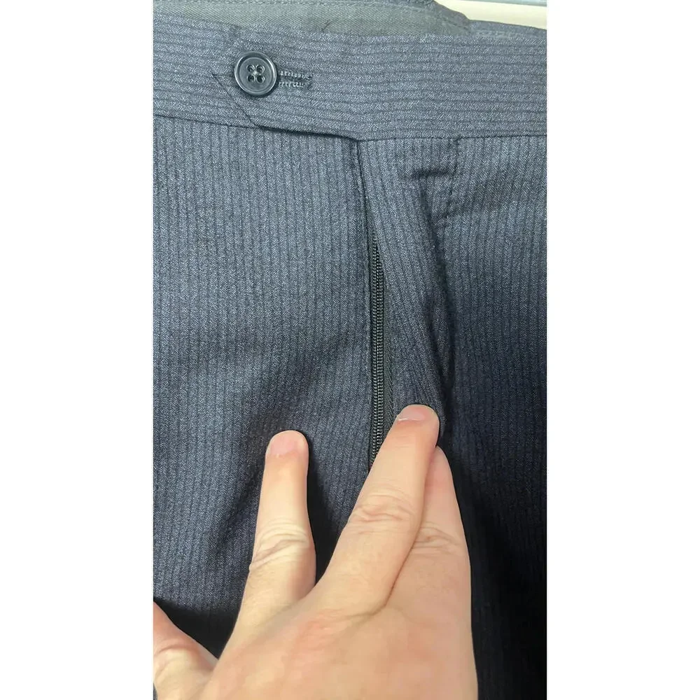 Armani  Collezioni Navy Blue Micro striped  2 Piece Suit Jacket Pants Set - Picture 13 of 16